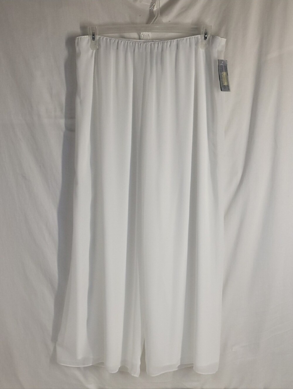 NEW Alex Evenings Pull On White Chiffon Wide Leg Hi-Rise Casual Dress Pant Sz 1X